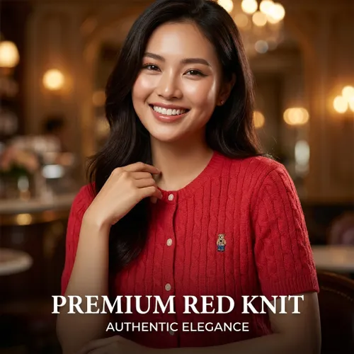 Áo Len Nữ WHOAU Cardigan Steve R-Neck Short Sleeve WHCKF2401F 524585 Red Màu Đỏ Size M