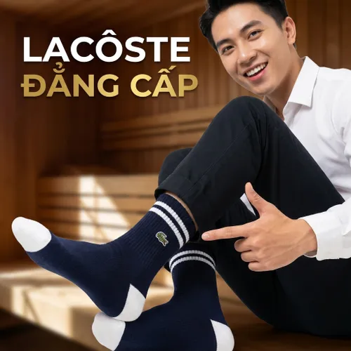 Tất Nam Lacoste Men's Color Tipping Middle Socks RA938E 54G 166 Màu Xanh Navy