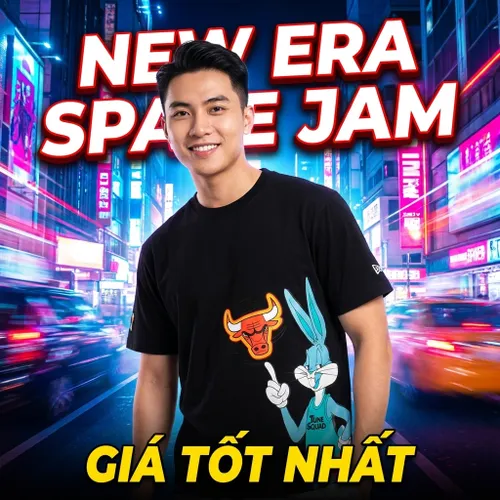 Áo Phông New Era Space Jam 2 Dunk Bunny Chicago Bulls T-Shirt 13053409 Màu Đen Size M