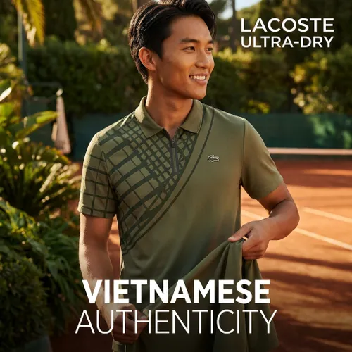 Áo Polo Nam Lacoste Men's Ultra Dry Printed Slim Fit Tennis DH4756 - E9F Màu Xanh Kaki Size 4