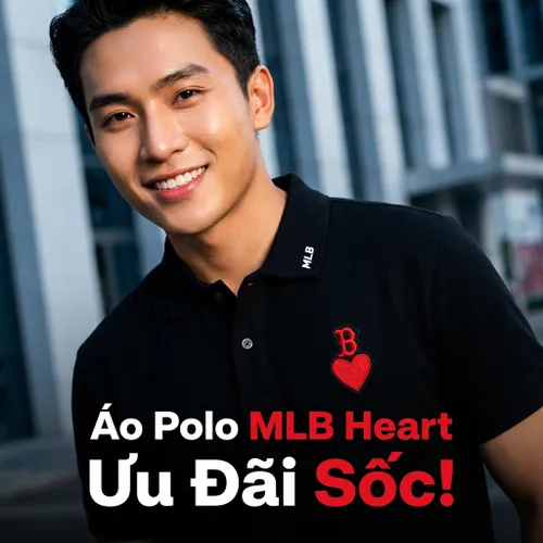 Áo Polo MLB Heart Boston Red Sox 3APQH0133-43BKS Màu Đen Size L