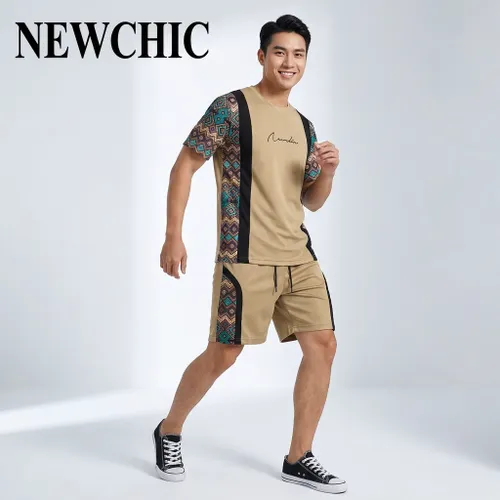 Bộ Quần Áo Cộc Tay Nam Newchic SKUK11074 Màu Be Size S