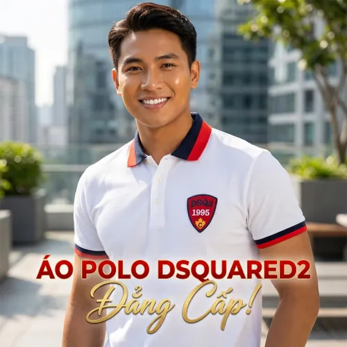 Áo Polo Nam Dsquared2 Patched Polo Shirt S74GL0039 Màu Trắng Size M