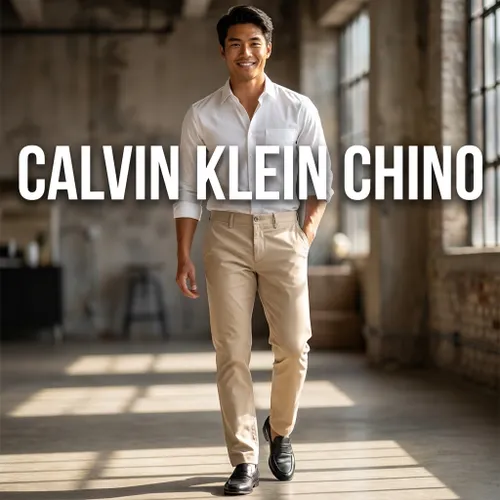 Quần Dài Nam Calvin Klein CK Slim Fit Signature Chino 40QP618 230 Màu Be Nhạt Size 33