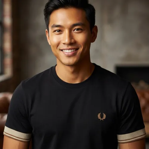 Áo Phông Nam Fred Perry Contrast Cuff M5613 102 Tshirt Màu Đen Size S