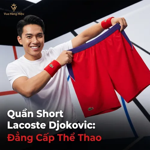 Quần Short Nam Lacoste Regular Fit Color Block Sport x Novak Djokovic Para Hombre GH9354 XSJ Màu Đỏ Size 3