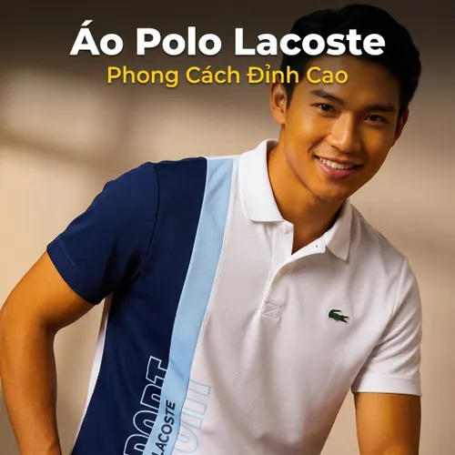 Áo Polo Nam Lacoste Men's Regular Fit Recycled Knit Tennis DH1092 51 LUI Màu Xanh Trắng Size 4
