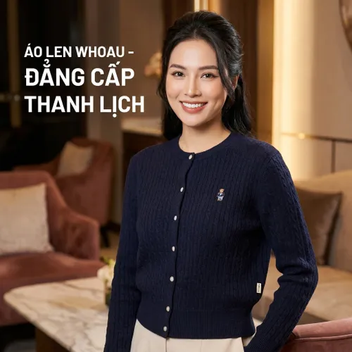 Áo Len Nữ WHOAU SS25 WHCKG2325F Màu Xanh Navy Size M