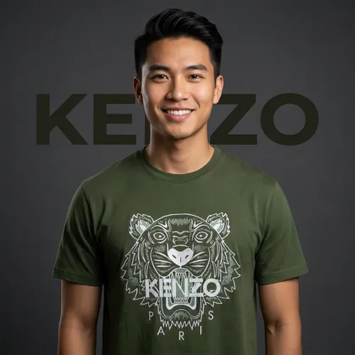 Áo Phông Kenzo Iconic Tiger Print T-Shirt Màu Xanh Rêu