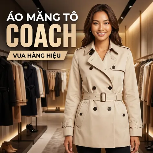 Áo Măng Tô Nữ Coach F34022 Porcelain Solid Short Trench Coat Jacket Double Breasted Màu Trắng Size XS