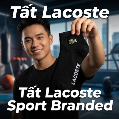 Tất Lacoste Unisex Sport Branded Stretch Cotton Low-Cut Socks RA4184-51 Màu Đen