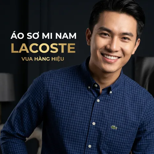 Áo Sơ Mi Lacoste Man Shirt Mini Gingham Check Màu Xanh Navy Size S