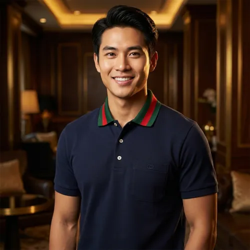 Áo Polo Gucci Web Stripe Collar Màu Xanh Navy Size M