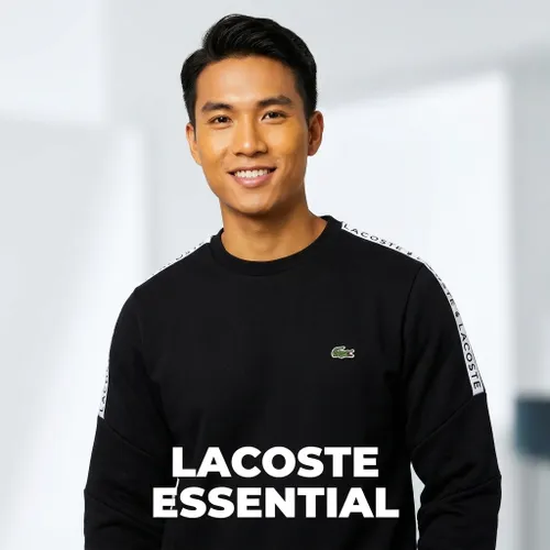 Áo Nỉ Lacoste Sport Tape Sleeve Crew Neck Sweatshirt Màu Đen Size M