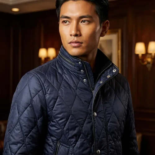 Áo Khoác Nam Burberry Military Padded Jacket Màu Xanh Navy Size 48