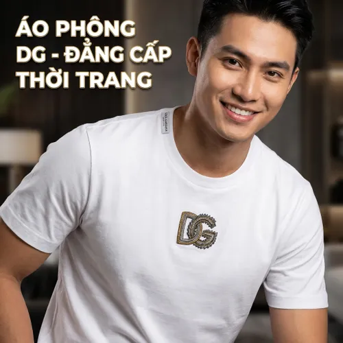 Áo Phông Nam Dolce & Gabbana DG Embellished Cotton G8RL2T TShirt Màu Trắng Size 44