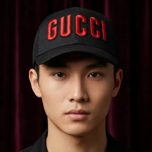 Mũ Gucci Logo Patch Cap Màu Đen Đỏ Size S N-TH
