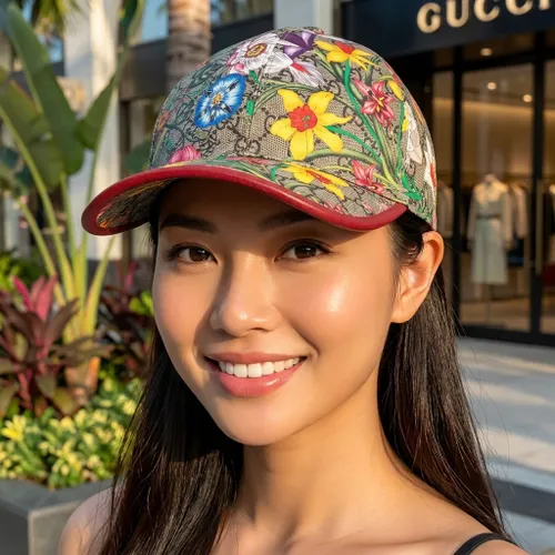 Mũ Gucci GG Coated Canvas Floral Print Baseball Hat Phối Màu Size L