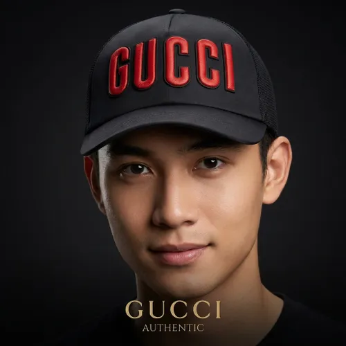 Mũ Gucci GG Embroidered Logo Cap Màu Đỏ - Đen Size S