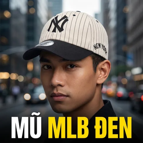 Mũ MLB Signature Stripe Unstructured Ball Cap NY 3ACPB255N 50BKS Màu Đen
