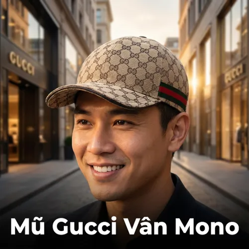Mũ Nam Gucci Vân Mono 6968454HAQQ4068 Màu Nâu Nhạt Size XS