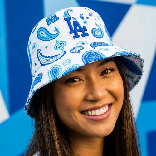 Mũ MLB Paisley Bucket Hat 3AHT01633-07WHS Màu Trắng Phối Xanh