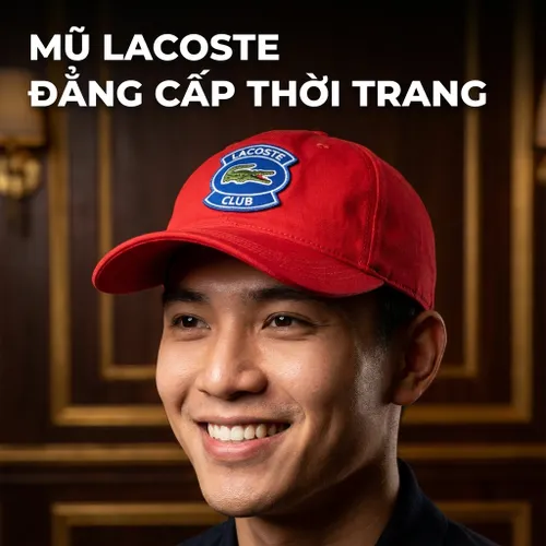 Mũ Lacoste Men’s Badge Cotton Cap Màu Đỏ RK9379-51-F8M