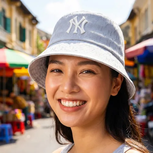 Mũ MLB Bucket Monogram Jacquard New York Yankees 3AHTH301N-50GRS Màu Ghi Xám Size 57
