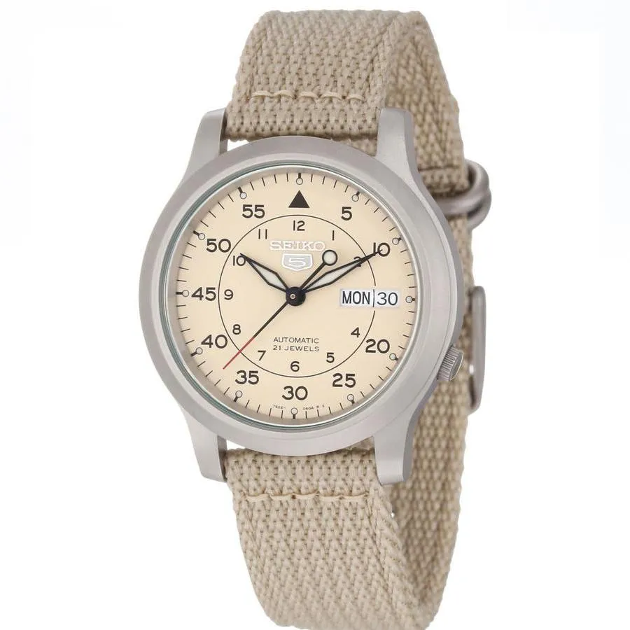 Đồng Hồ Nam Seiko 5 Quân Đội Bền, Đẹp Và Cá Tính Màu Vàng Rơm 37mm