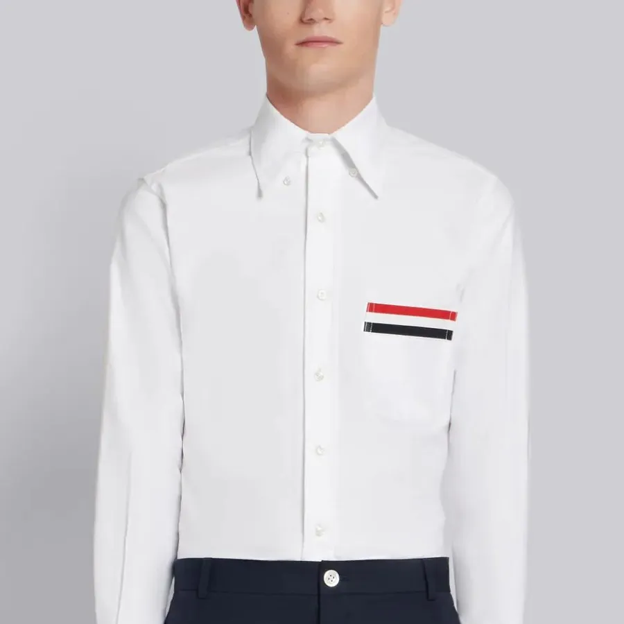 Áo Sơ Mi Thom Browne Grosgrain Pocket Trim Oxford Shirt Size XS