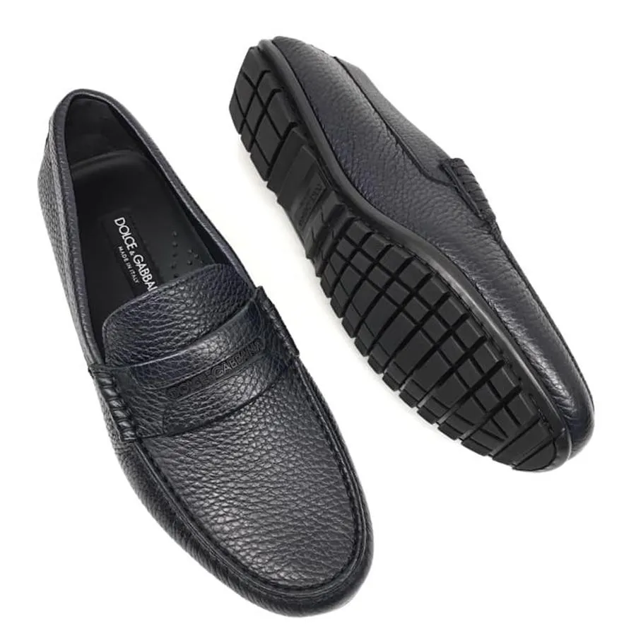 Giày - Giày Lười Loafer Dolce & Gabbana D&G Da Sần Màu Navy - Vua Hàng Hiệu