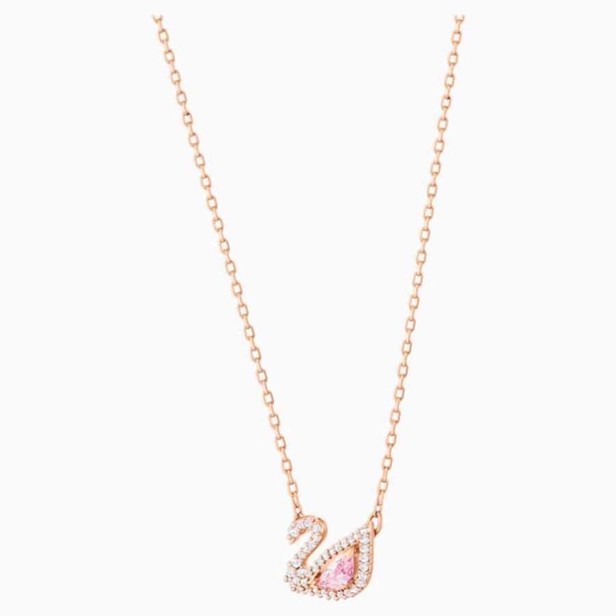 Swarovski Stone Necklace Intertwined Circles, Pink, Rose Gold Tone 5642884  - Branded Jewellery from Adrian & Co Jewellers UK
