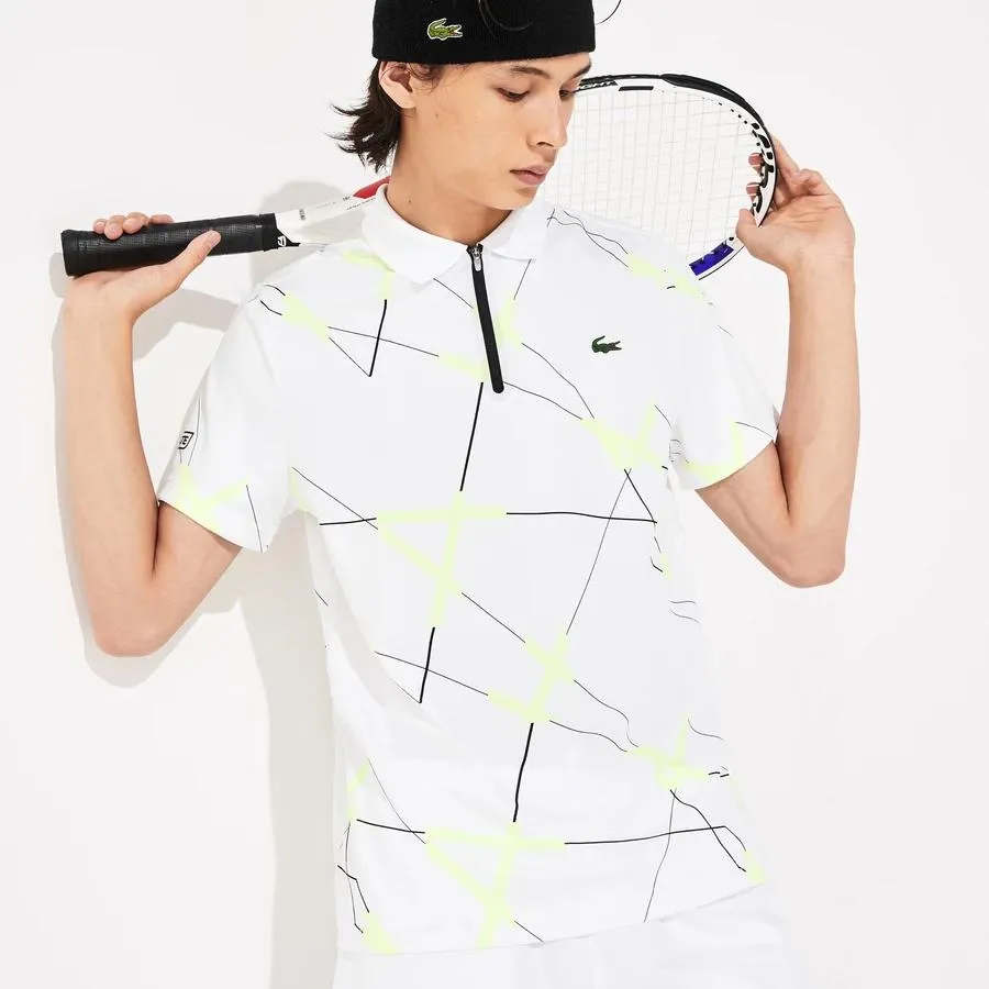 men's lacoste sport breathable print piqué tennis polo shirt