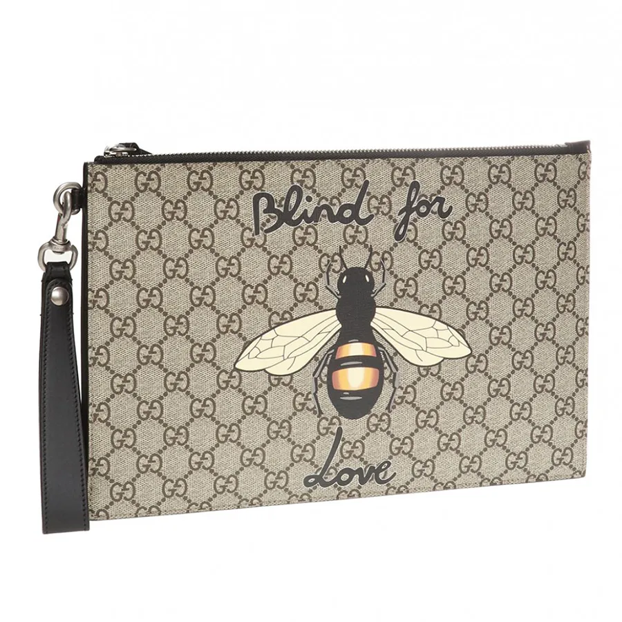 Túi Clutch Gucci Bee Print 473904 9CD1N-8666 Màu Nâu Nhạt