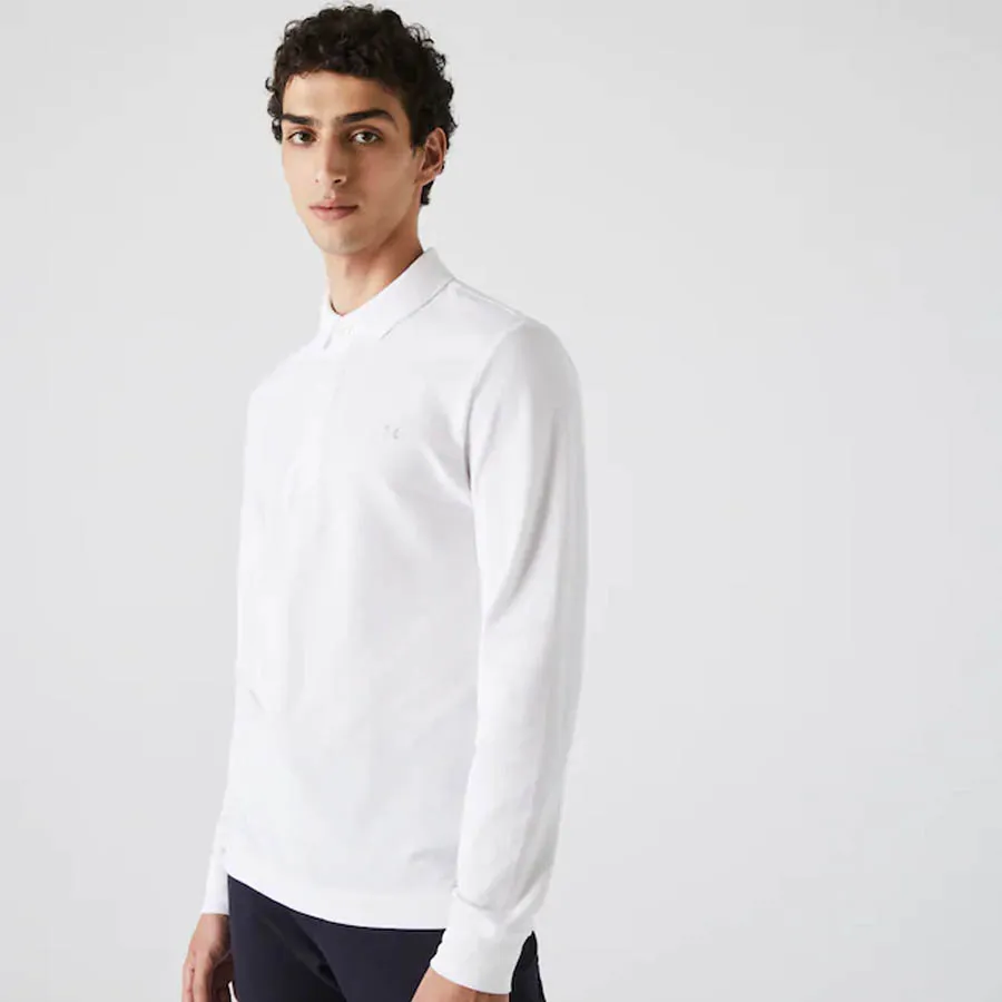 Thời trang 96% cotton / 4% elastane - Áo Polo Lacoste Men's Long-sleeve Lacoste Paris Classic Fit Polo Shirt Stretch Màu Trắng Size XS - Vua Hàng Hiệu