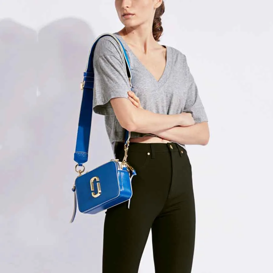 Túi Marc Jacobs Cowhide The Sure Shot Shoulder Bag Blue Leather