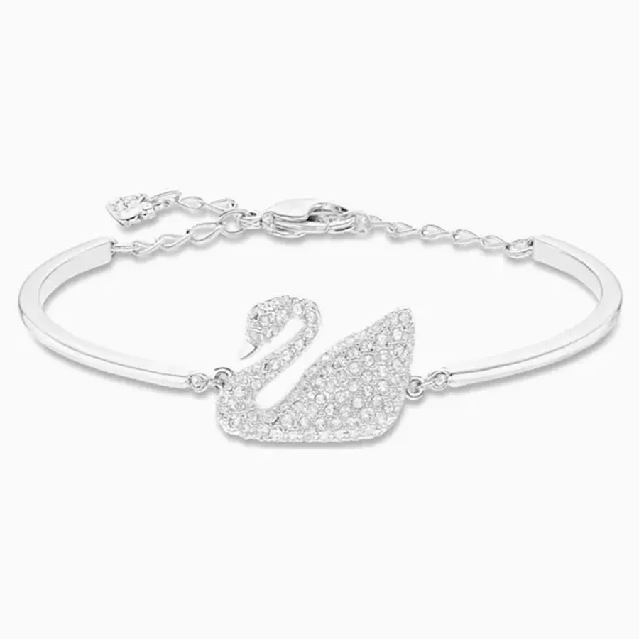 Trang sức - Vòng Đeo Tay Swarovski Swan Bangle, White, Rhodium Plated 5011990 - Vua Hàng Hiệu