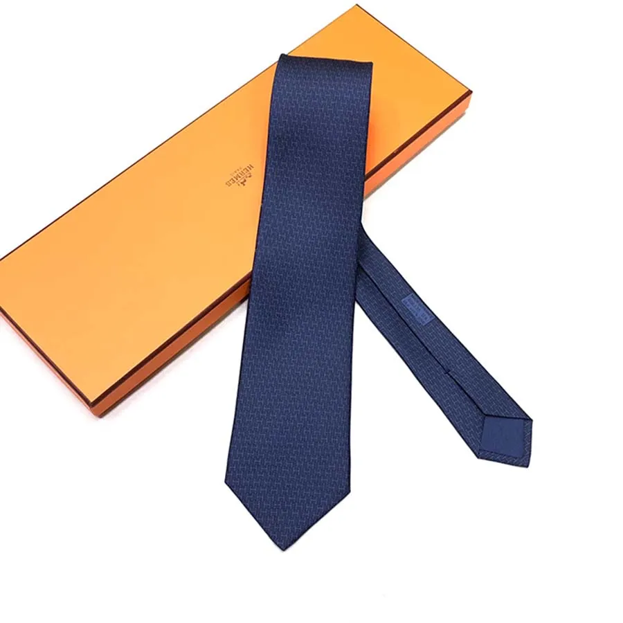 Thời trang Hermès Xanh navy - Cà Vạt Hermès Cravate H Sabot 606135 Màu Xanh Navy - Vua Hàng Hiệu