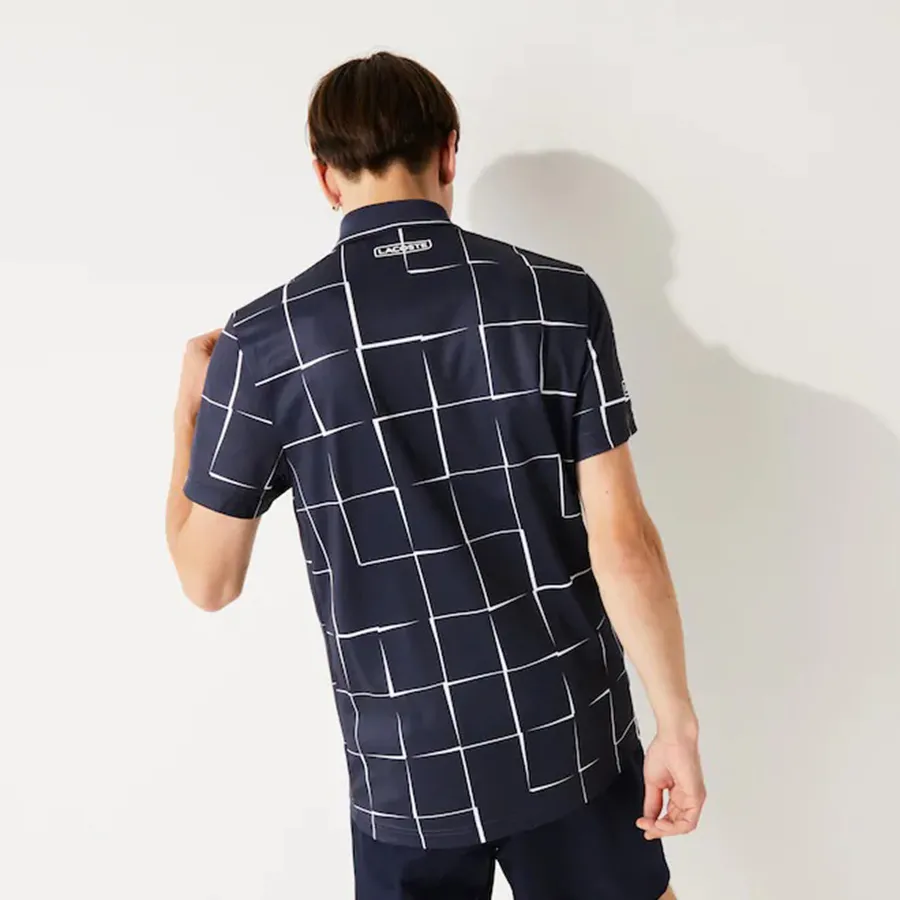 men's lacoste sport breathable print piqué tennis polo shirt