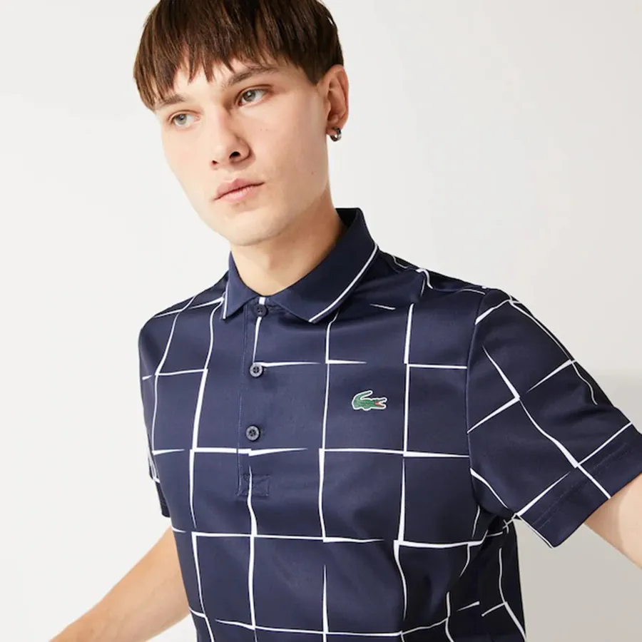 men's lacoste sport breathable print piqué tennis polo shirt