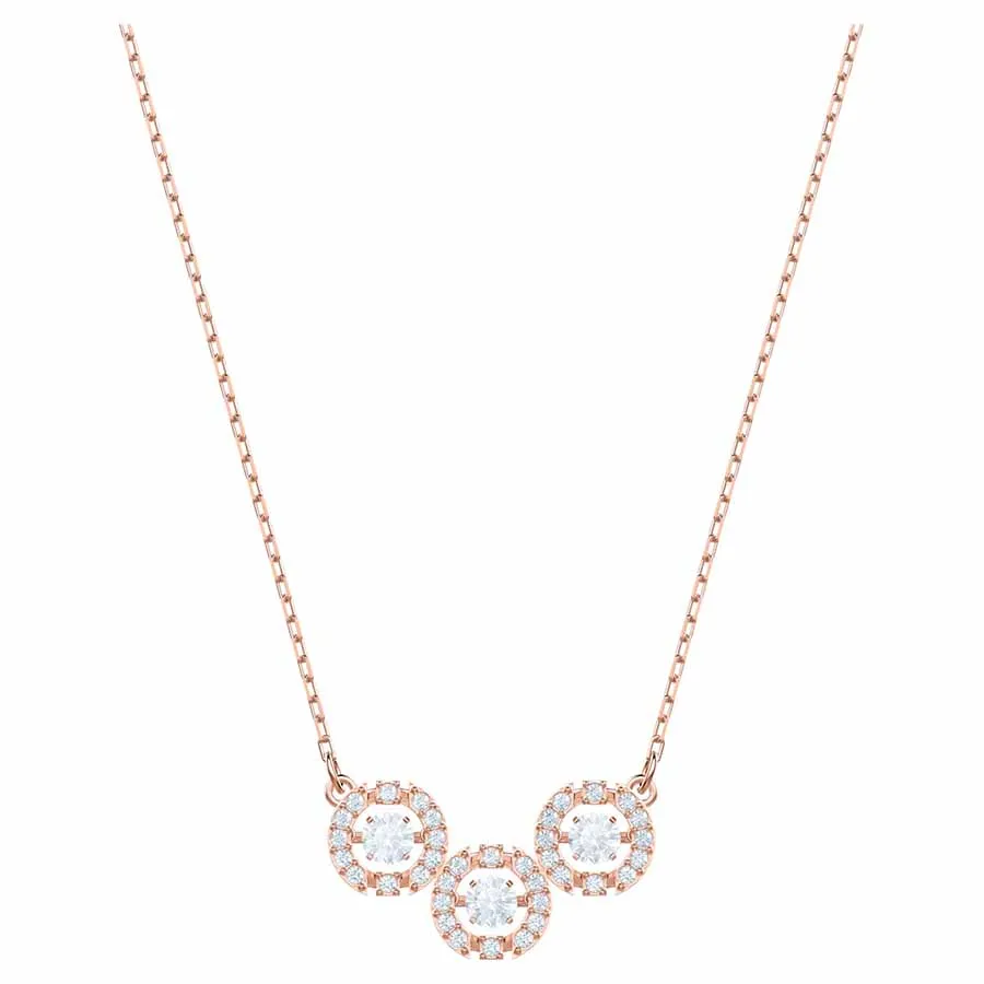 Dây Chuyền Swarovski Sparkling Dance Trilogy Necklace White Rose-gold Tone  Plated
