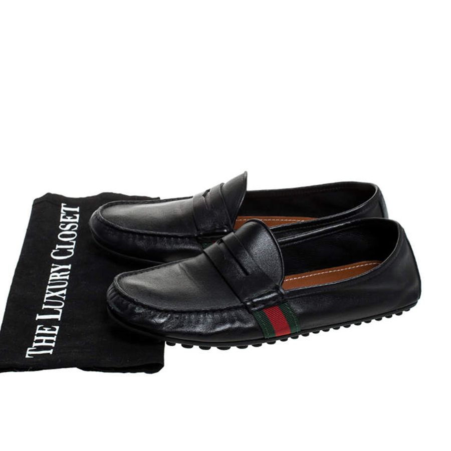 Mua Giày Lười Gucci Black Leather Web Penny Loafers Màu Đen Size 40 - Gucci  - Mua tại Vua Hàng Hiệu h029059
