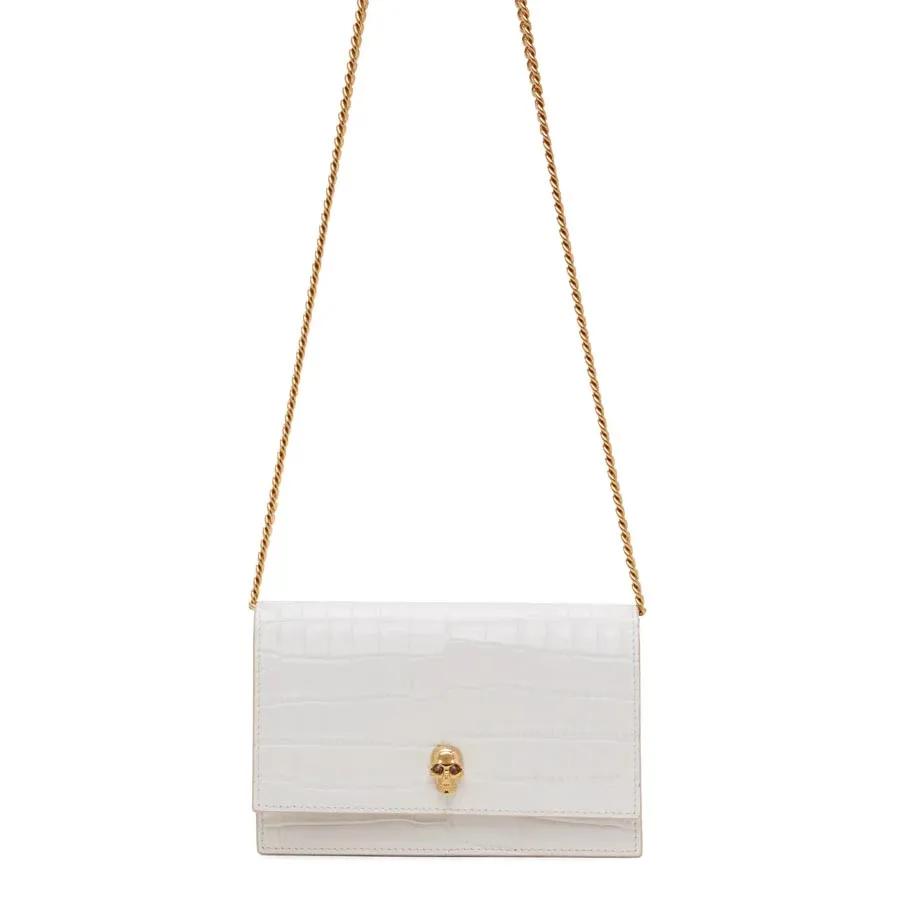 Túi xách Alexander Mcqueen - Túi Xách Alexander Mcqueen White Croc Mini Skull Bag Màu Trắng - Vua Hàng Hiệu