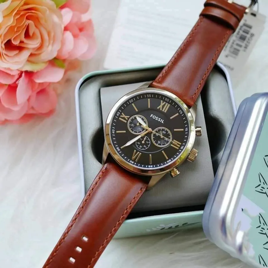 Đồng Hồ Nam Fossil Flynn BQ2261 Màu Nâu Mặt Đen Vua Hàng Hiệu