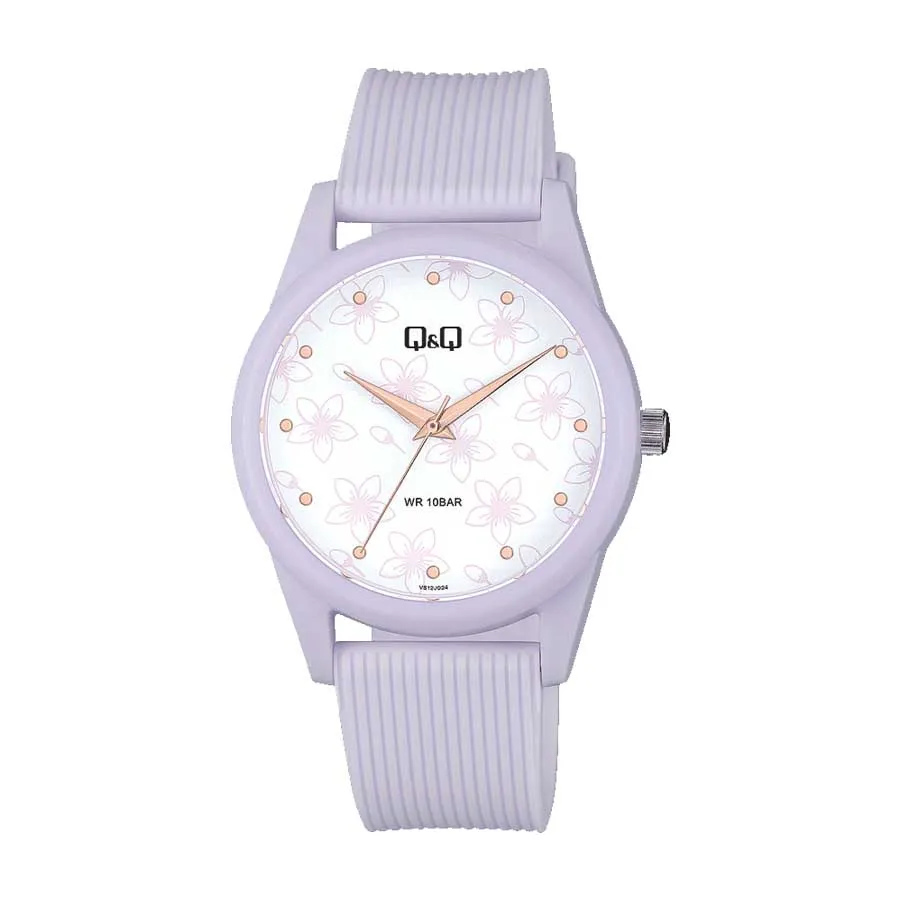 Q&Q - Đồng Hồ Q&Q VS12J024Y Floral Dial Ladies Resin Analogue Watch Màu Tím - Vua Hàng Hiệu