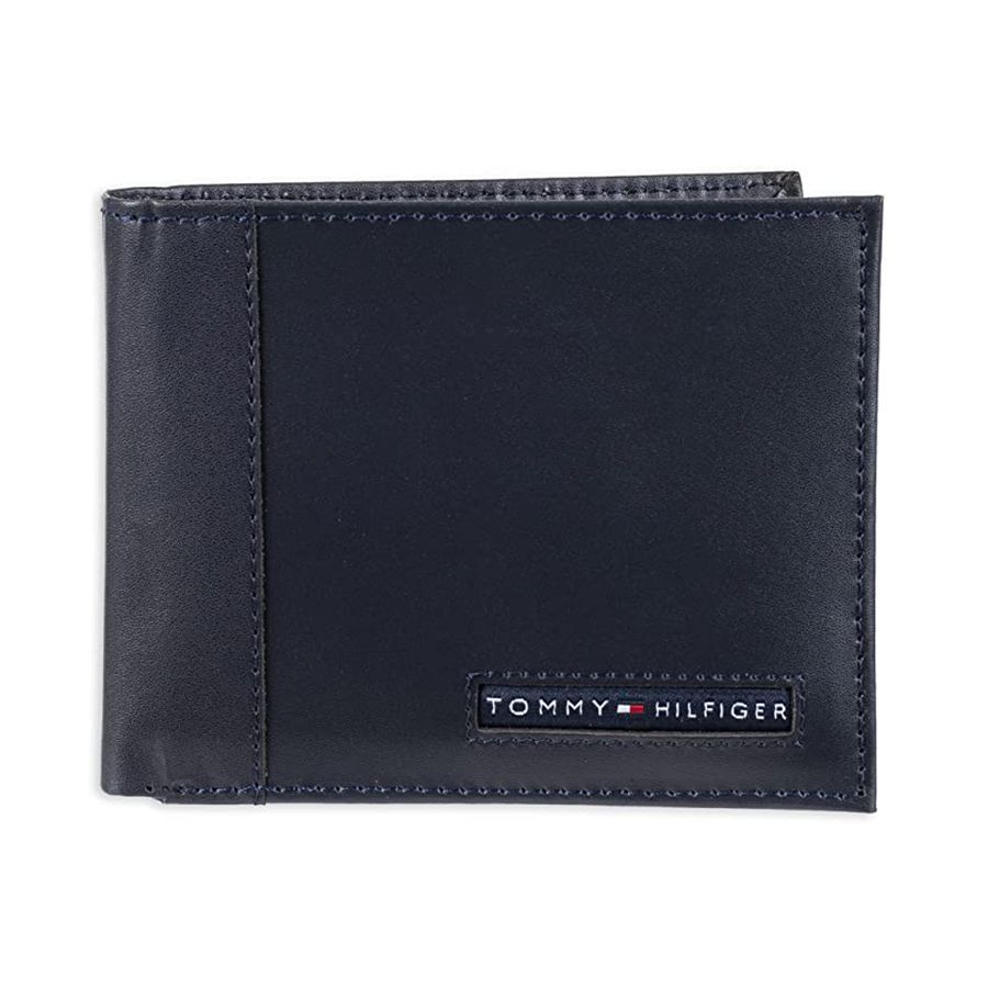 Ví Tommy Hilfiger Men’s Leather Wallet Slim Bifold with 6 Credit Card Màu Xanh Navy