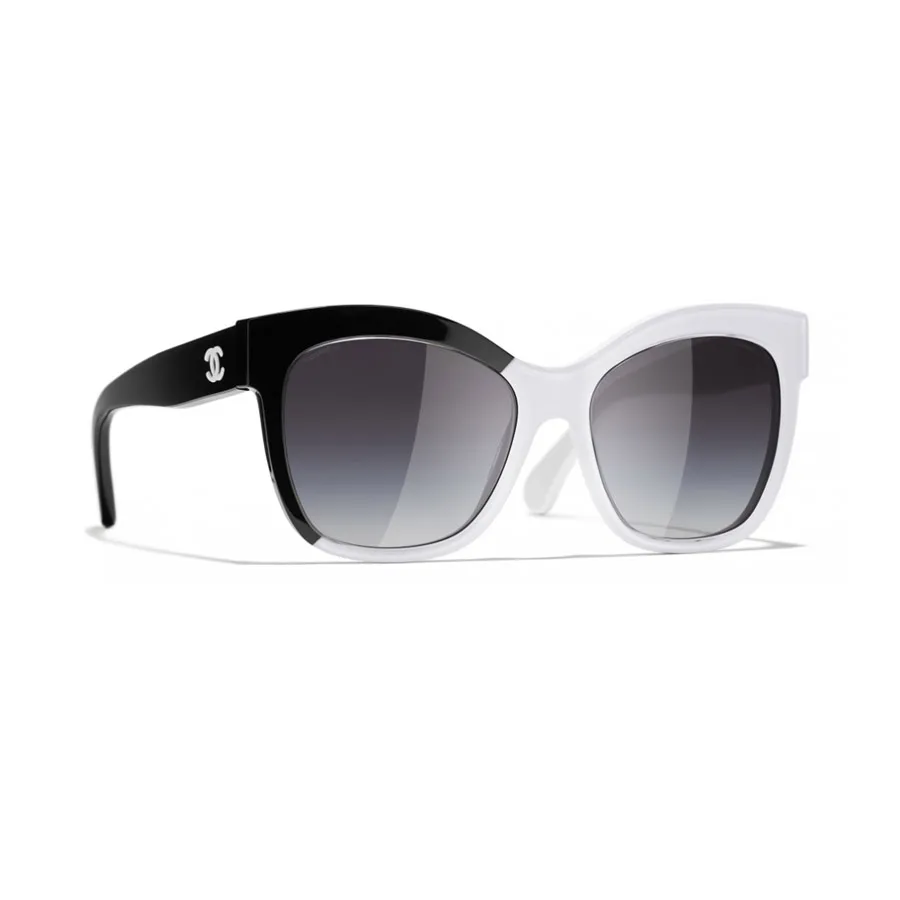 Chanel Black and White Logo Sunglasses  Chanel black and white Sunglasses  logo Chanel glasses