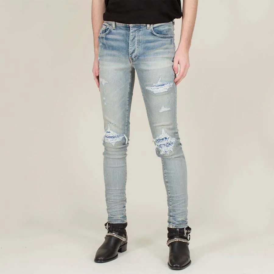 Mua Quần Bò Amiri Leather Bandana Jeans Clay Màu Xanh Bạc - Amiri - Mua tại  Vua Hàng Hiệu h031874