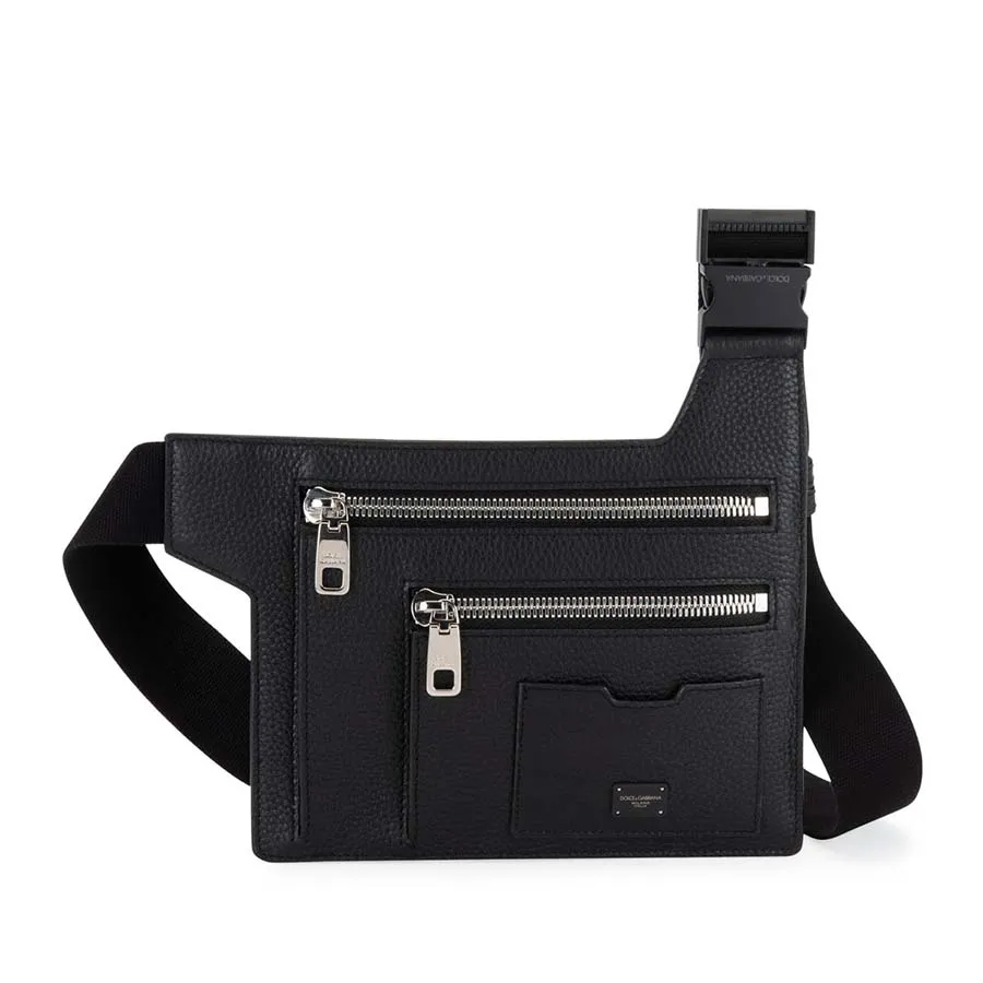 Dolce & Gabbana - Túi Nam Dolce & Gabbana D&G Men's Flat 2-Pocket Leather Belt Bag Màu Đen - Vua Hàng Hiệu