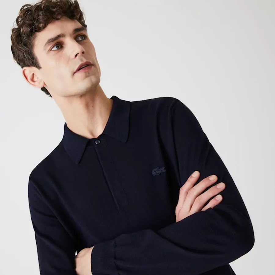 Áo Len Lacoste Men's Polo Collar Merino Wool Sweater Màu Xanh Navy